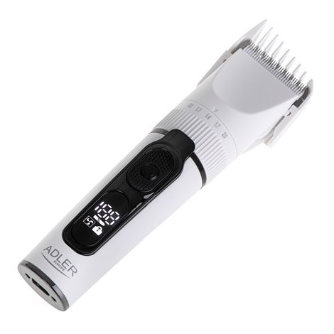 Adler | Hair Clipper with LCD Display | AD 2839 | Cordless | Number of length steps 6 | White/Black - 2